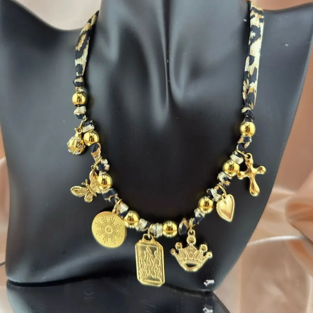 Leopard Print Charm Necklace – Bold & Unique Statement Piece